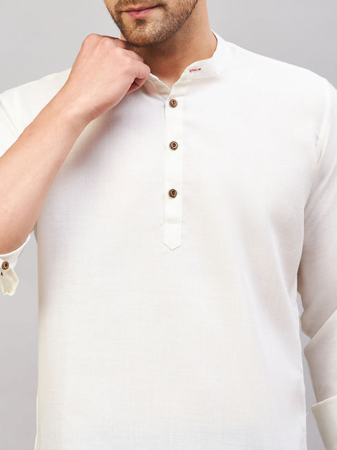 Men's Cream Short Cotton Kurta